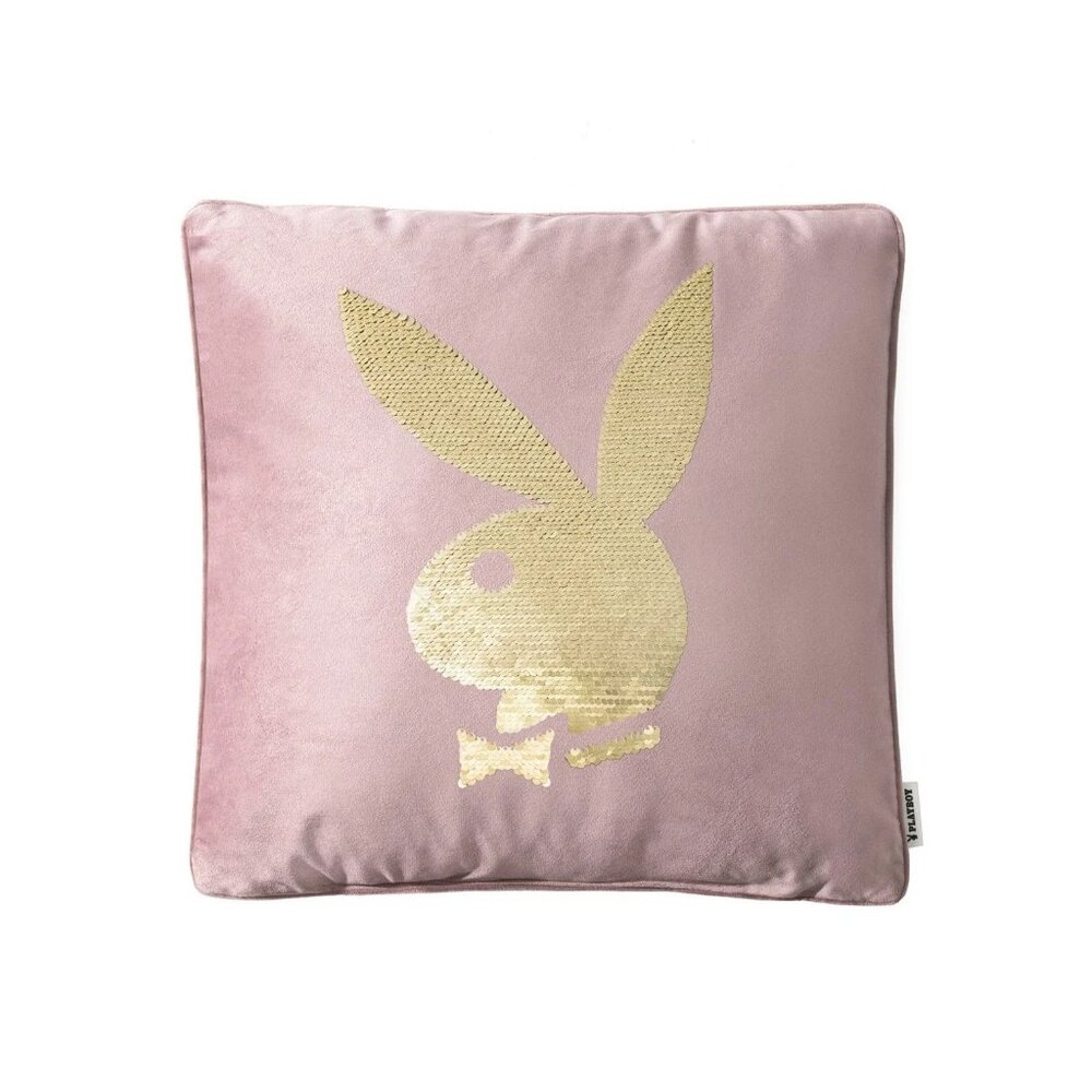 Playboy Rabbit Head Sequin Pillow Pink